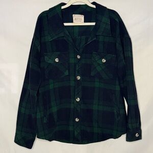 Altar’d State Green & Black Plaid Flannel Shacket | Large | EUC